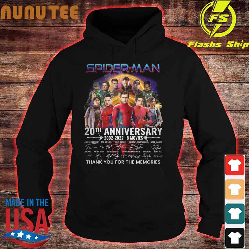 Funny Spider Man 20th Anniversary 2002 2022 8 Movies thank You for the  memories signature shirt, hoodie, sweater, long sleeve and tank top