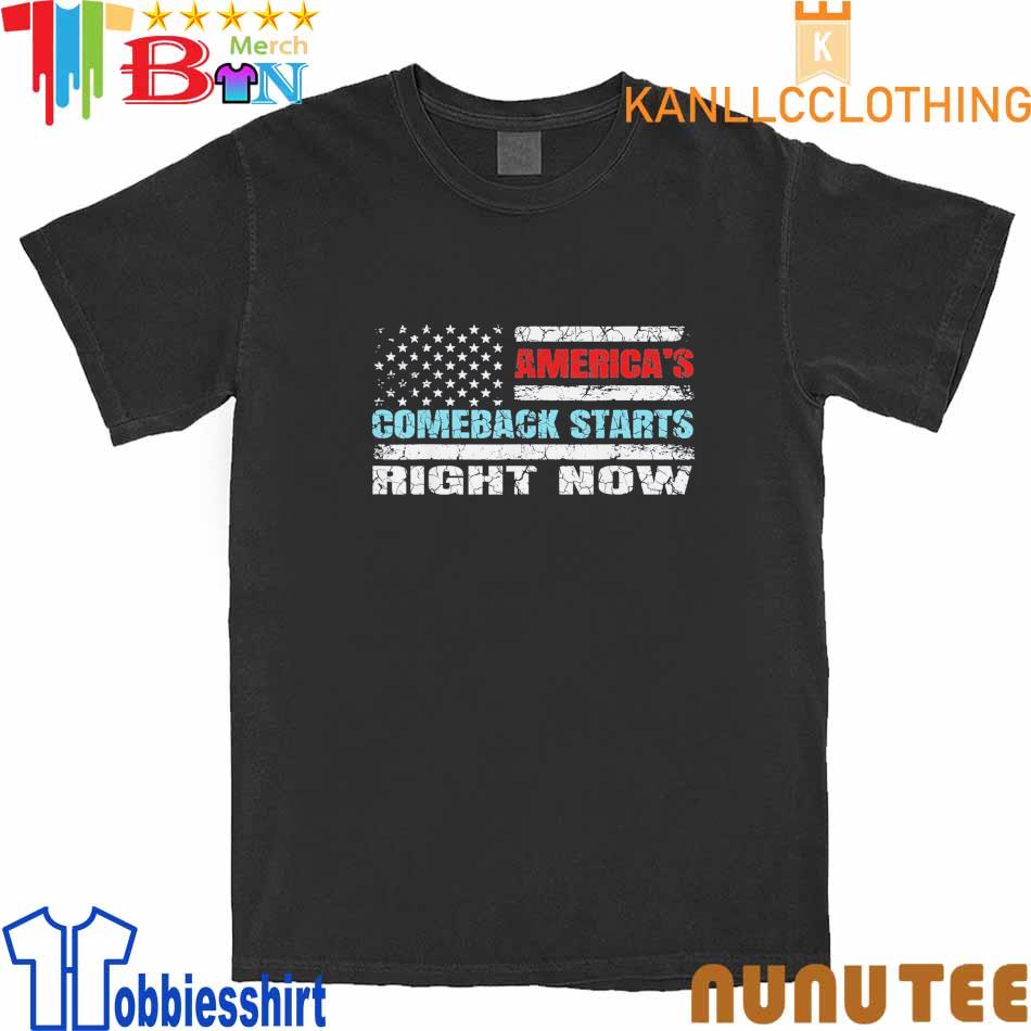 America’s Comeback Starts Right Now Retro US Flag Trump 2024 T-Shirt