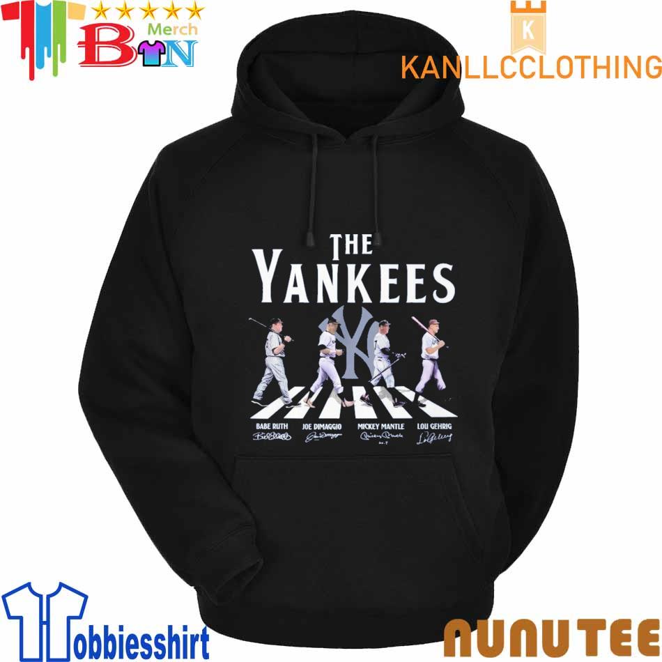 Best the Yankees Babe Ruth Joe Dimaggio Mickey Mantle and Lou Gehrig abbey  road signatures 2023 shirt, hoodie, longsleeve, sweatshirt, v-neck tee